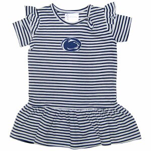 toddler navy & white striped keyhole dress with Penn State Athletic Logo